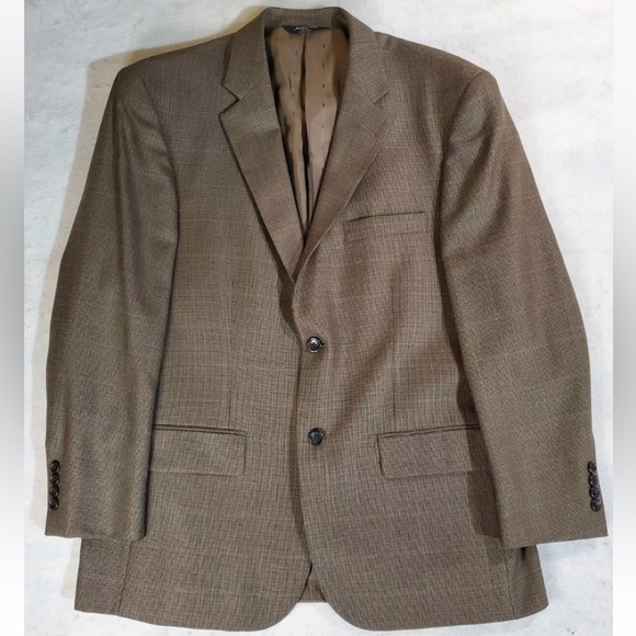 Joseph & Feiss Gold Signature Check Sport Coat 100% Wool Mens Size 48L - Picture 1 of 7